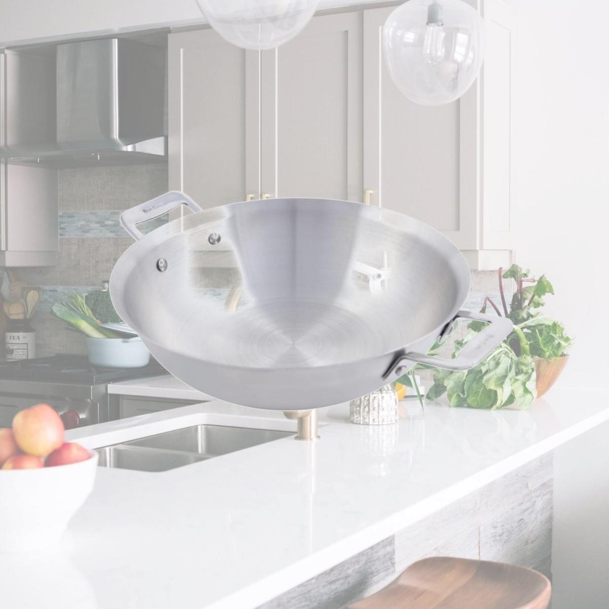 Picture of Bon Chef 60014 10.87 in. dia. Cucina Stir Fry Pan with 2 Side Handles& Induction Bottom, 2.5 quart