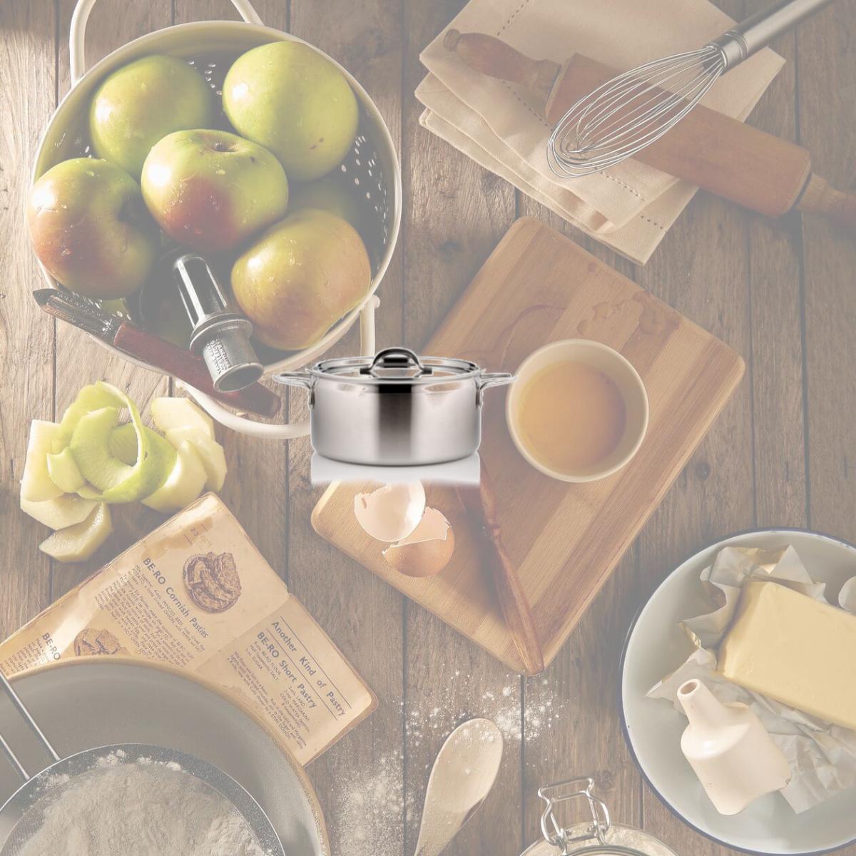 Picture of Bon Chef 60299-2ToneSS 7 in. dia. Country French Two Tone Stainless Steel Pot with Cover & 2 Round Handles, 1 quart - 22 oz