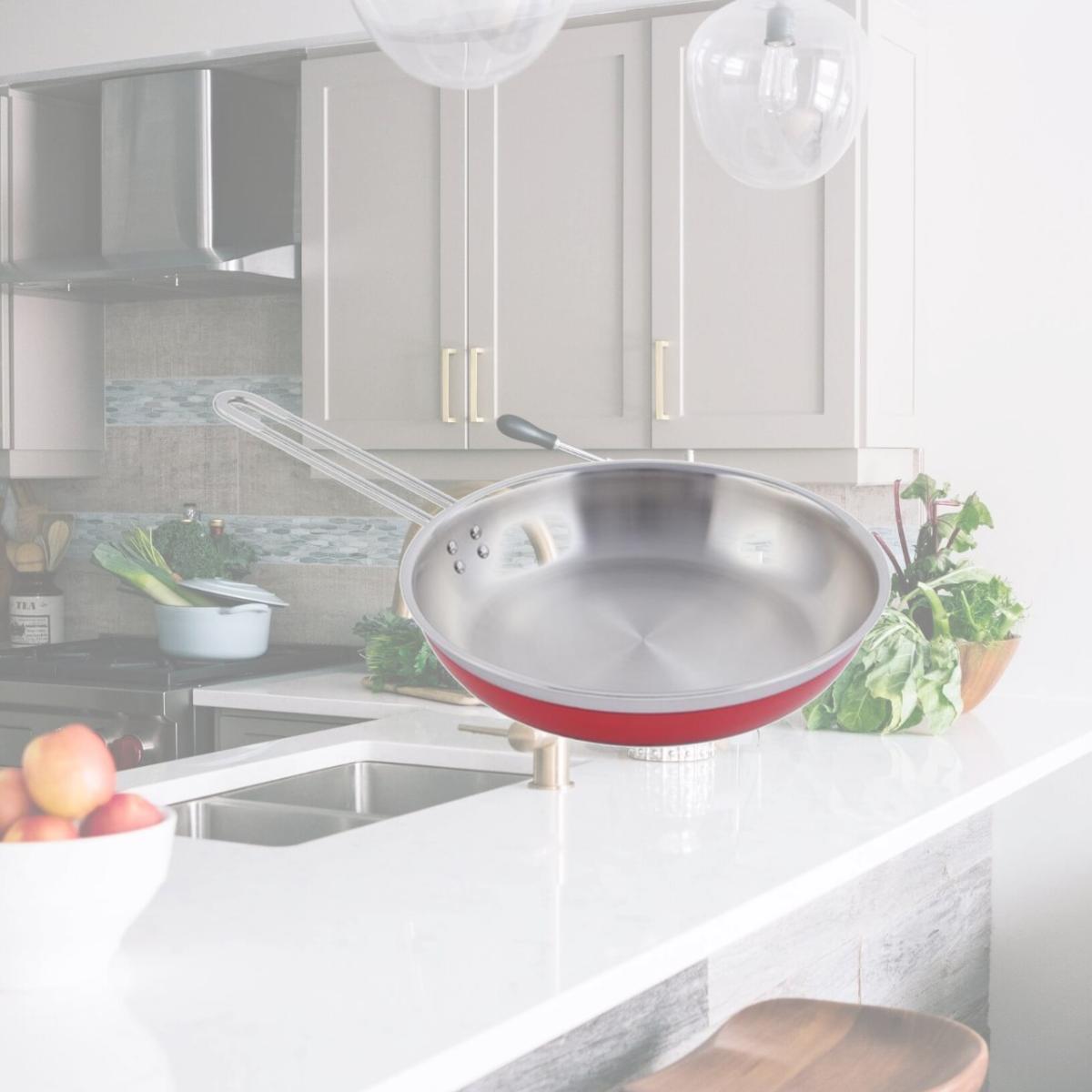 Picture of Bon Chef 60307RED 10.12 x 1.87 in.Classic Country French Collection Saute 1 quart Pan & Skillet Long Handle No Cover, Red - 20 oz