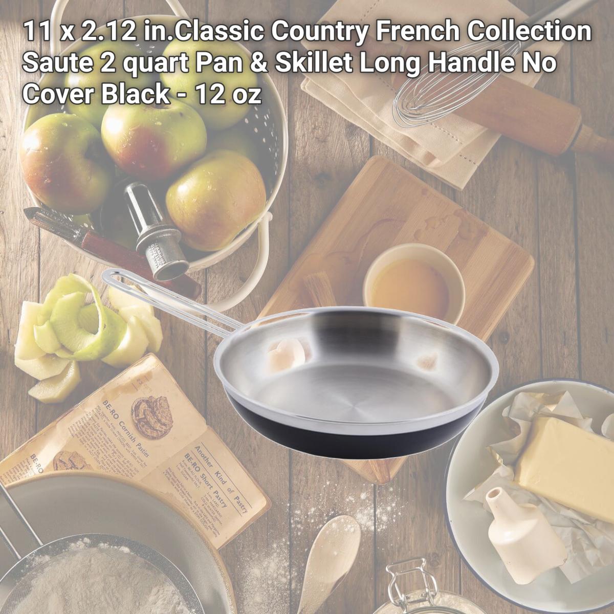 Picture of Bon Chef 60308BLACK 11 x 2.12 in.Classic Country French Collection Saute 2 quart Pan & Skillet Long Handle No Cover, Black - 12 oz