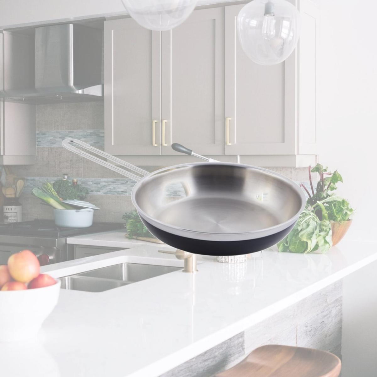 Picture of Bon Chef 60308BLACK 11 x 2.12 in.Classic Country French Collection Saute 2 quart Pan & Skillet Long Handle No Cover, Black - 12 oz