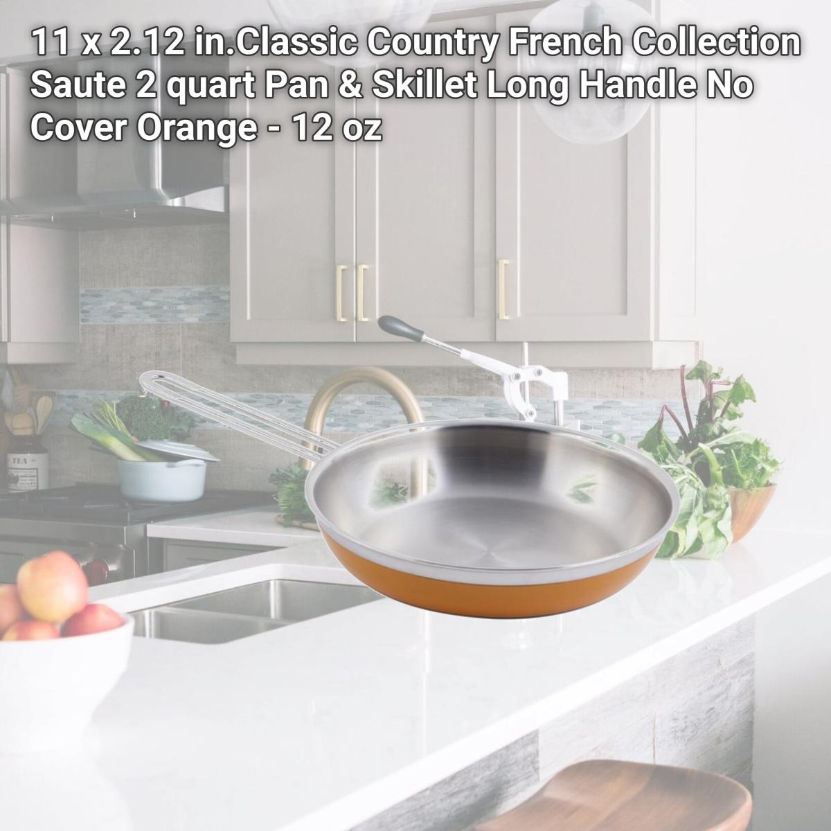 Picture of Bon Chef 60308ORANGE 11 x 2.12 in.Classic Country French Collection Saute 2 quart Pan & Skillet Long Handle No Cover, Orange - 12 oz