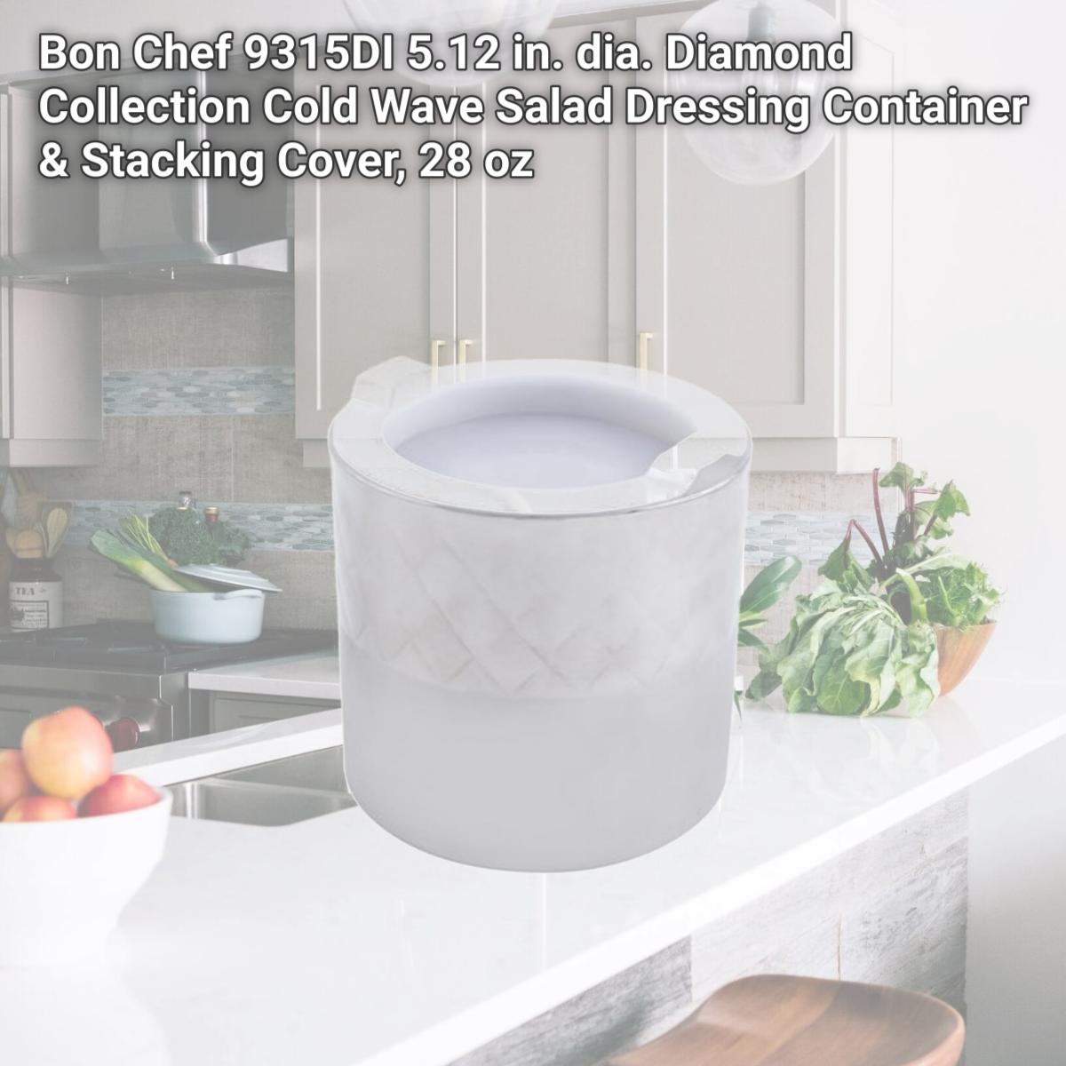 Picture of Bon Chef 9315DI 5.12 in. dia. Diamond Collection Cold Wave Salad Dressing Container & Stacking Cover, 28 oz