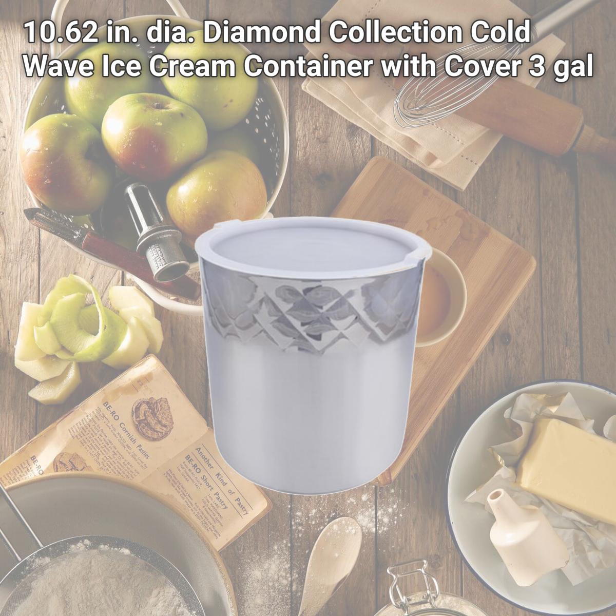 Picture of Bon Chef 9321DI 10.62 in. dia. Diamond Collection Cold Wave Ice Cream Container with Cover, 3 gal