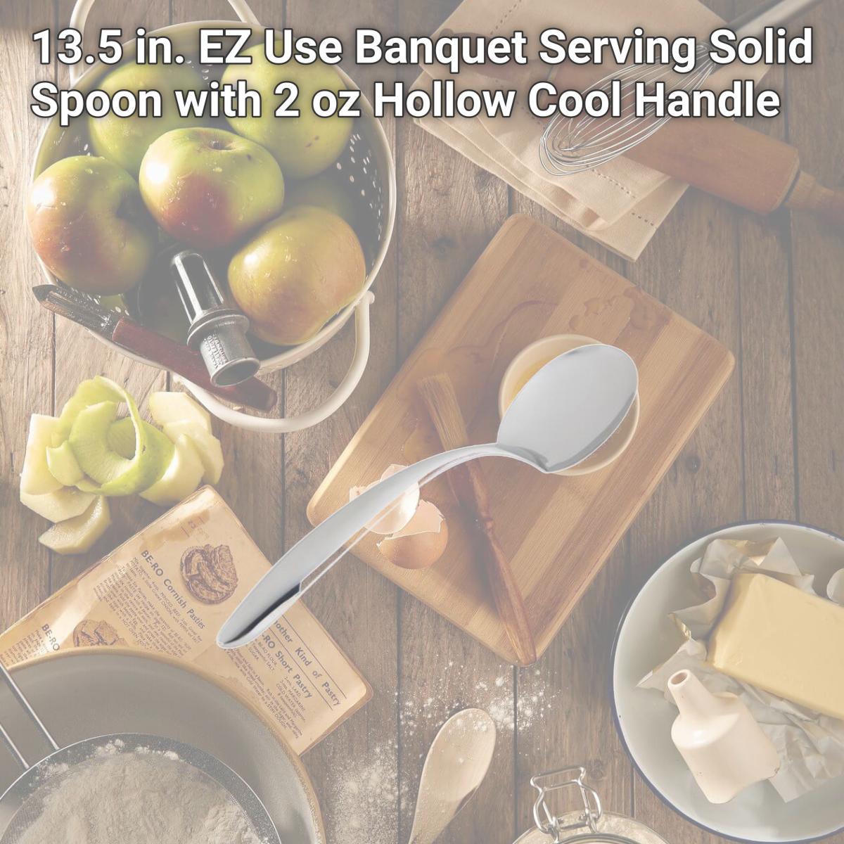 Picture of Bon Chef 9457 13.5 in. EZ Use Banquet Serving Solid Spoon with 2 oz Hollow Cool Handle
