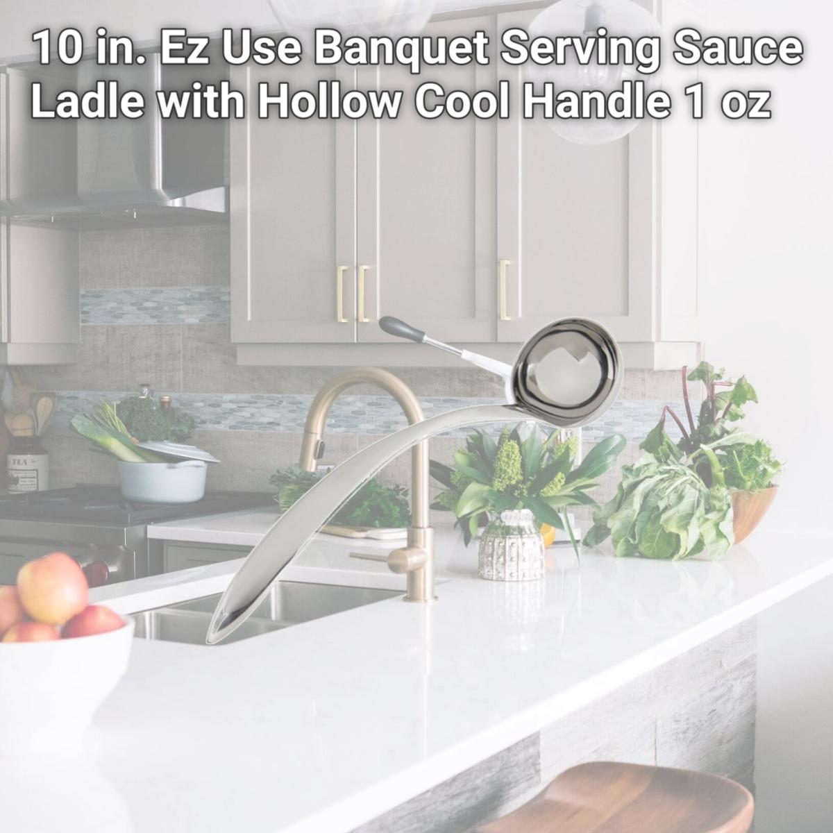 Picture of Bon Chef 9462 10 in. Ez Use Banquet Serving Sauce Ladle with Hollow Cool Handle, 1 oz