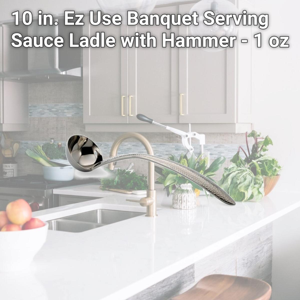 Picture of Bon Chef 9462HF 10 in. Ez Use Banquet Serving Sauce Ladle with Hammer - 1 oz