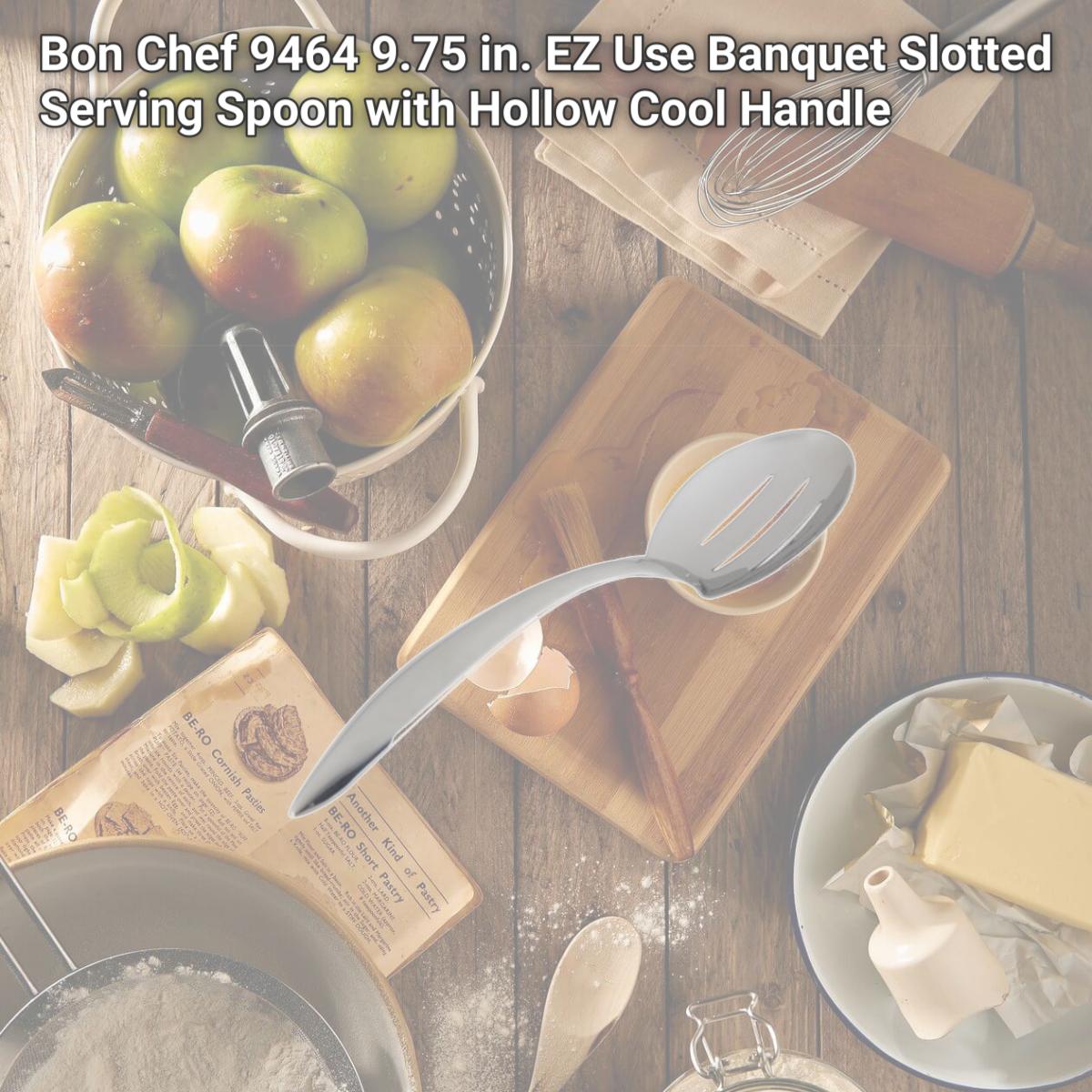 Picture of Bon Chef 9464 9.75 in. EZ Use Banquet Slotted Serving Spoon with Hollow Cool Handle