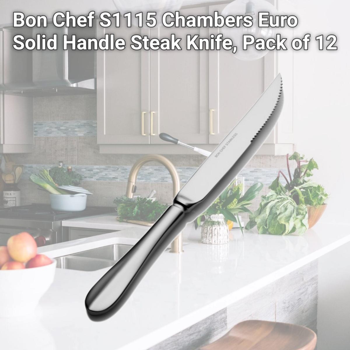 Picture of Bon Chef S1115 Chambers Euro Solid Handle Steak Knife, Pack of 12