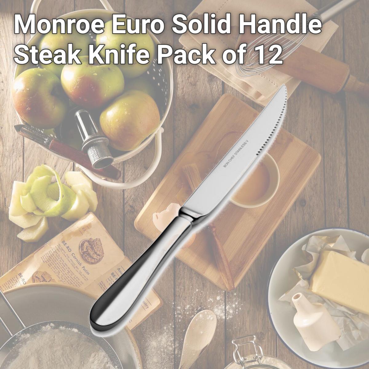Picture of Bon Chef S115 Monroe Euro Solid Handle Steak Knife, Pack of 12