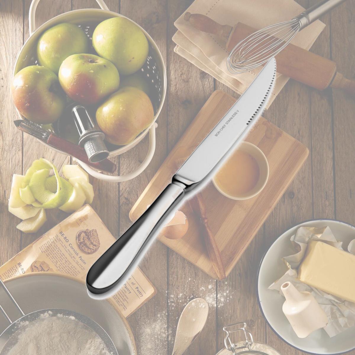 Picture of Bon Chef S115 Monroe Euro Solid Handle Steak Knife, Pack of 12