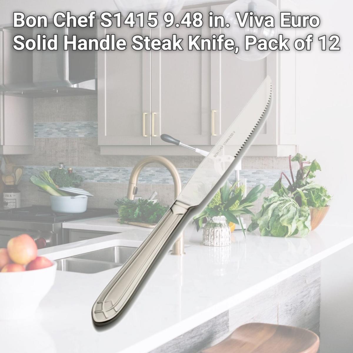 Picture of Bon Chef S1415 9.48 in. Viva Euro Solid Handle Steak Knife, Pack of 12