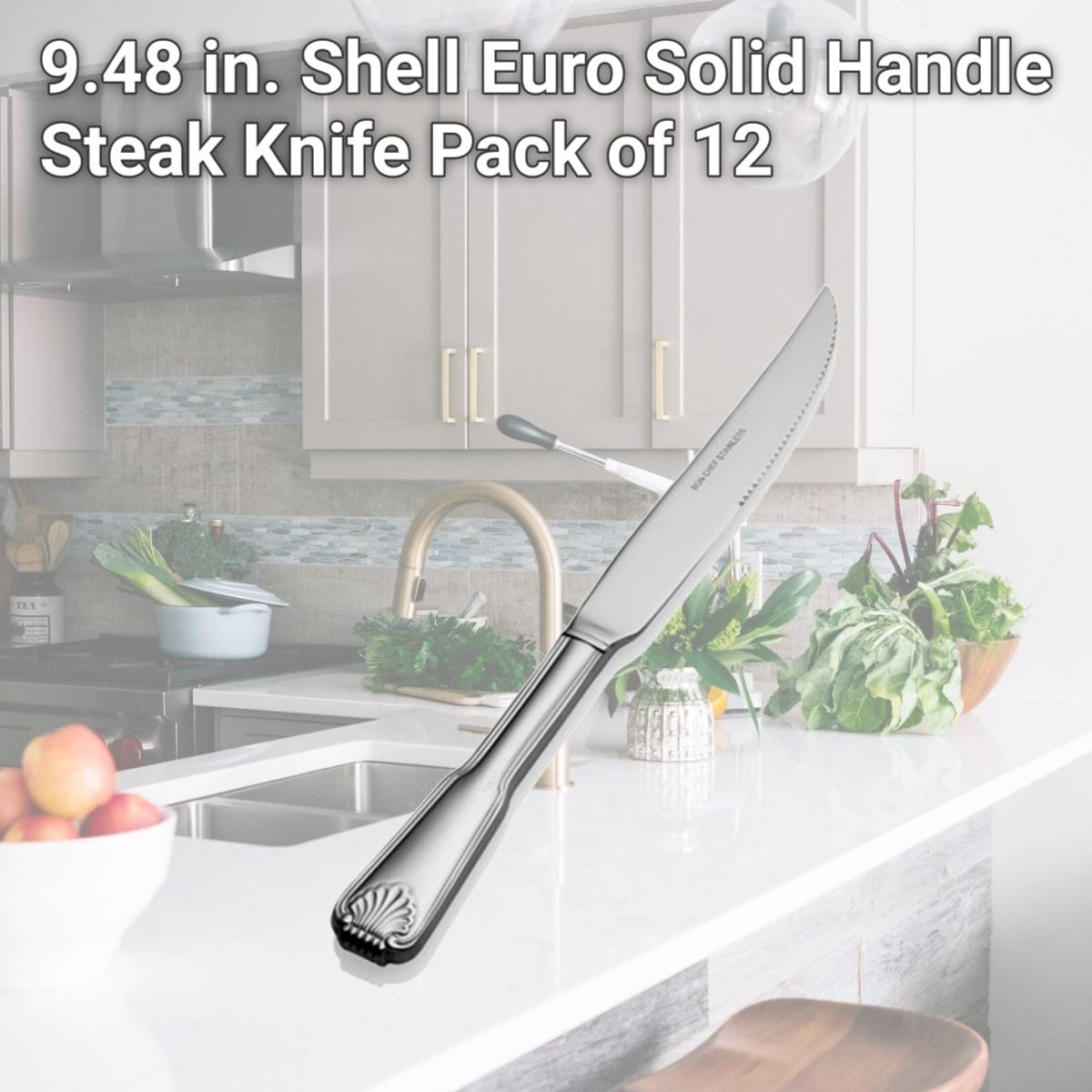 Picture of Bon Chef S2015 9.48 in. Shell Euro Solid Handle Steak Knife, Pack of 12
