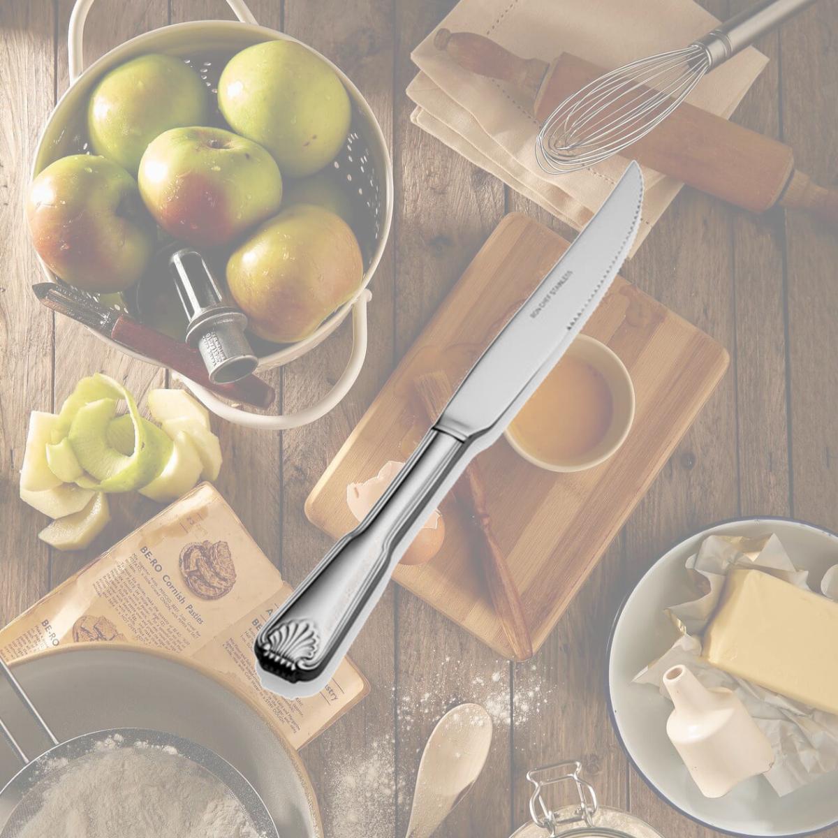 Picture of Bon Chef S2015 9.48 in. Shell Euro Solid Handle Steak Knife, Pack of 12