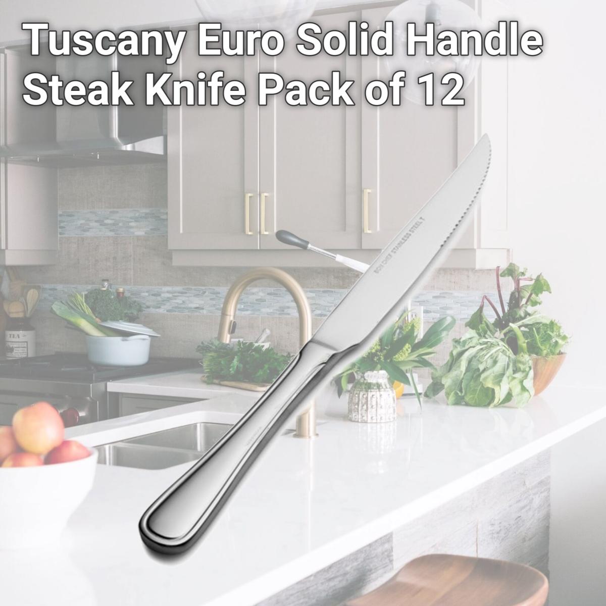 Picture of Bon Chef S315 Tuscany Euro Solid Handle Steak Knife, Pack of 12