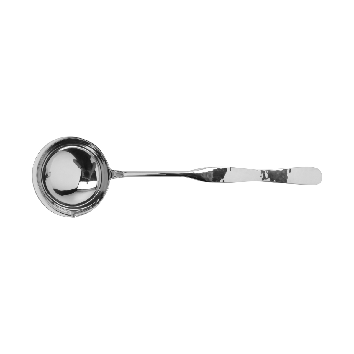 Picture of Winco BSPD-08 2 oz, 10 in. Stainless Steel Solid Soup Ladle with Pounded Finish - Each 12