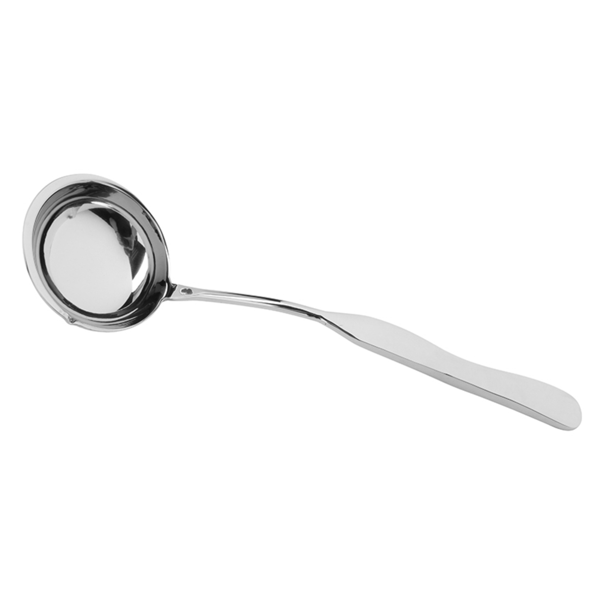 Picture of Winco BSPD-08 2 oz, 10 in. Stainless Steel Solid Soup Ladle with Pounded Finish - Each 12
