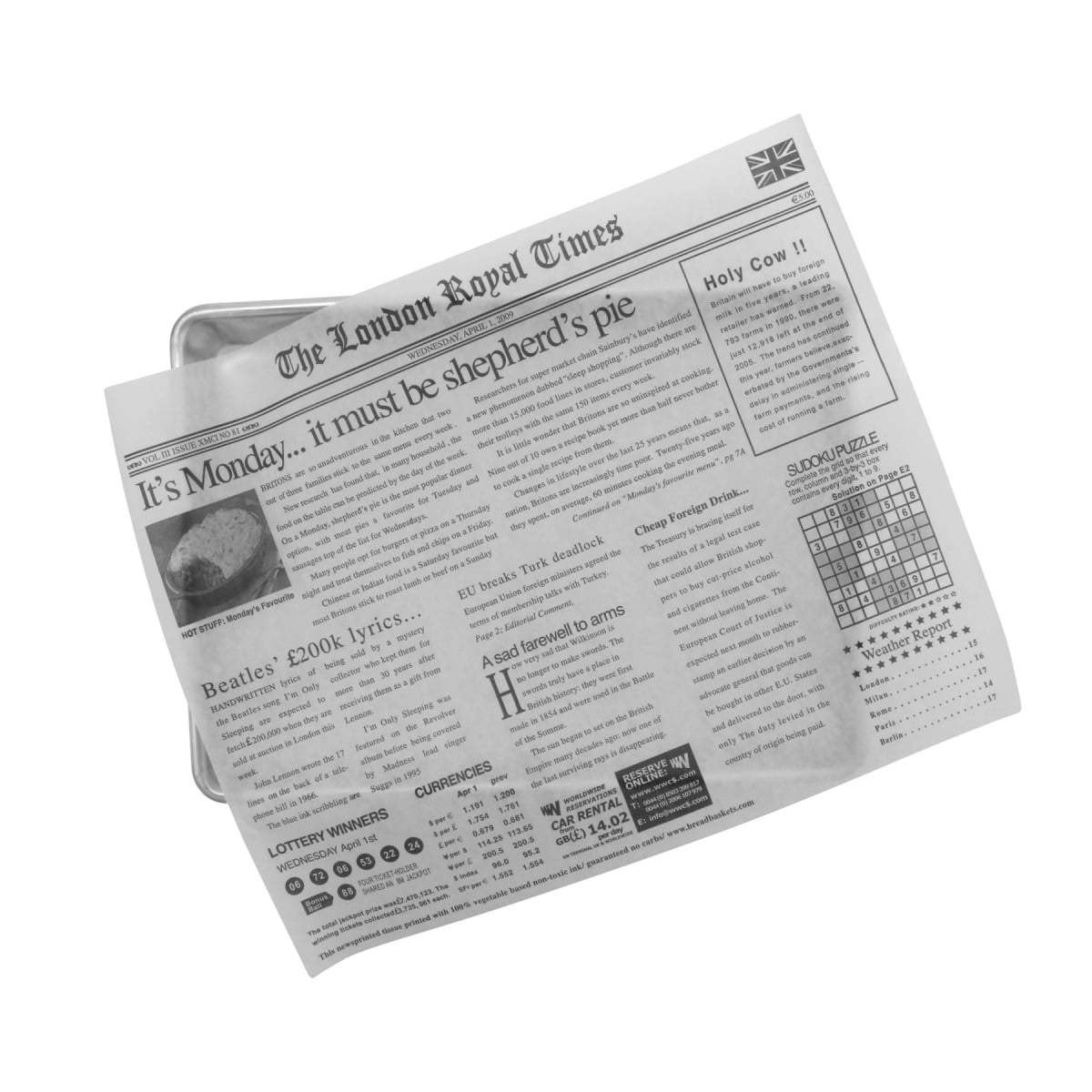 Picture of Winco 4-TL1215 15 x 12 in. Food-Safe London Newsprint Liner, White, 1000 Piece
