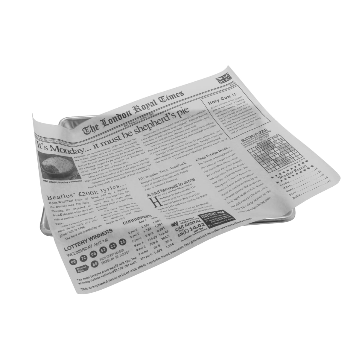 Picture of Winco 4-TL1215 15 x 12 in. Food-Safe London Newsprint Liner, White, 1000 Piece