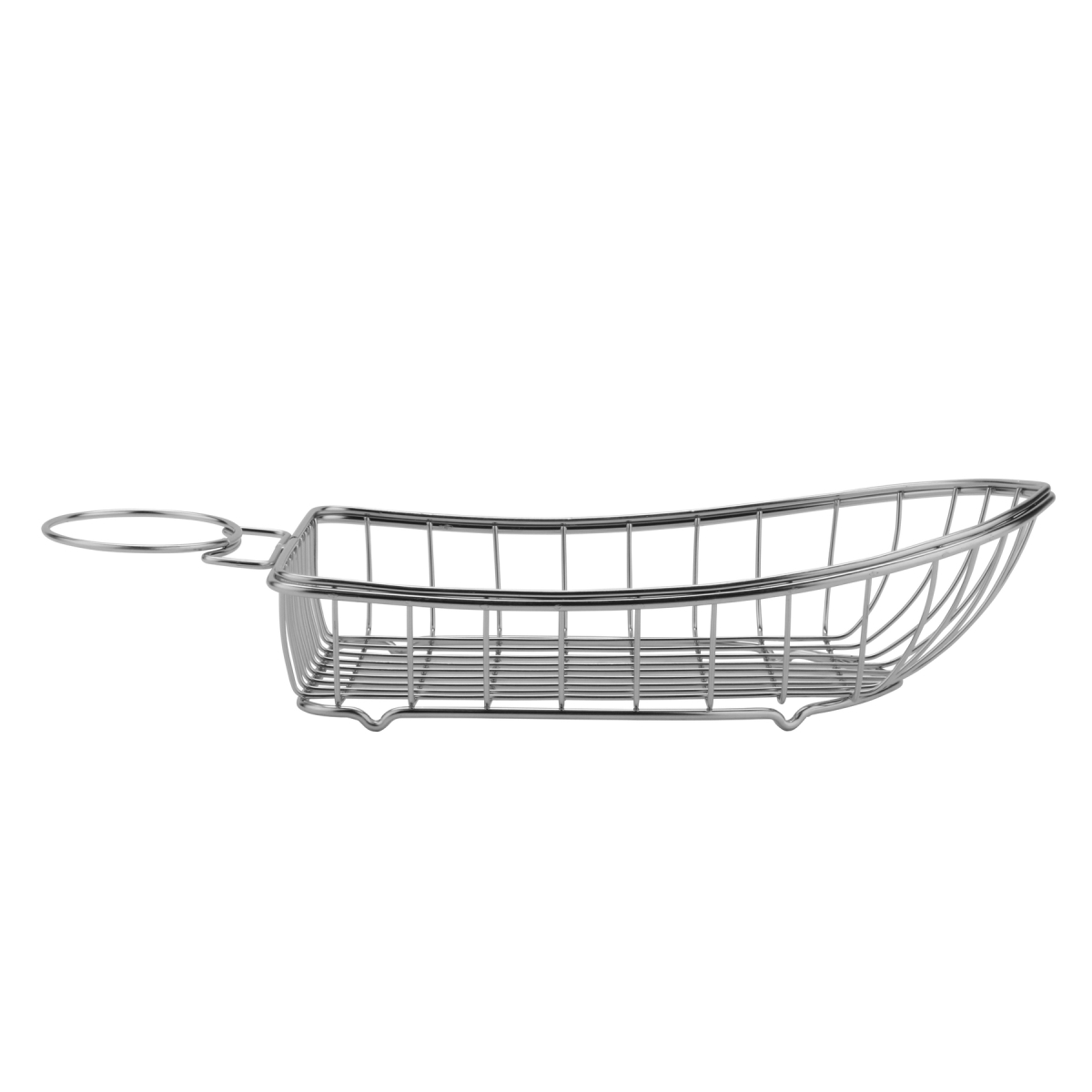 Picture of Winco 4-80117 9.5 x 5 in. Boat Basket with 1 Holder, 2.75 in. Tall, 2.75 in. Holder - Stainless Steel - Each 12