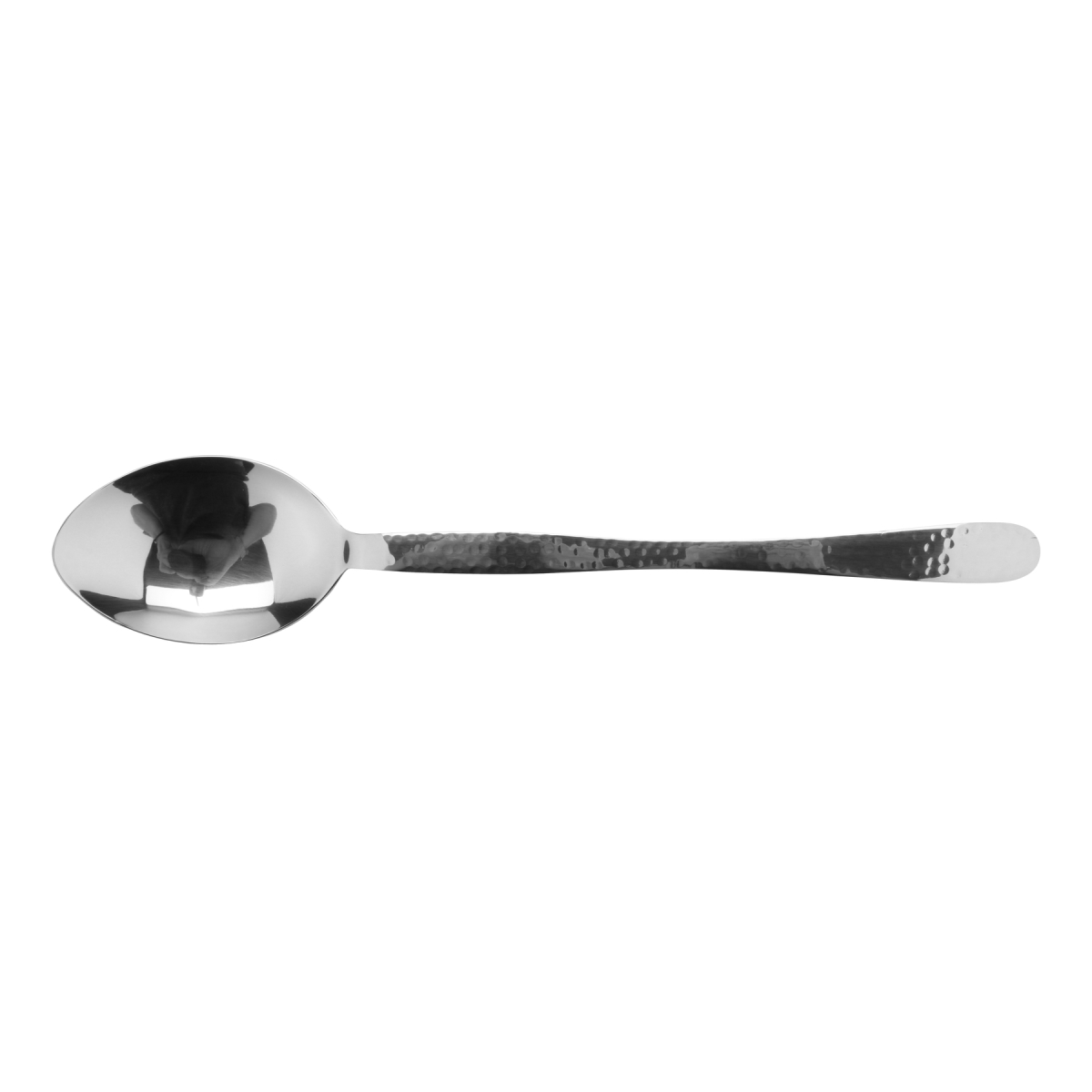 Picture of Winco BSPD-03 13 in. Stainless Steel Solid Serving Spoon with Pounded Finish - Each 12