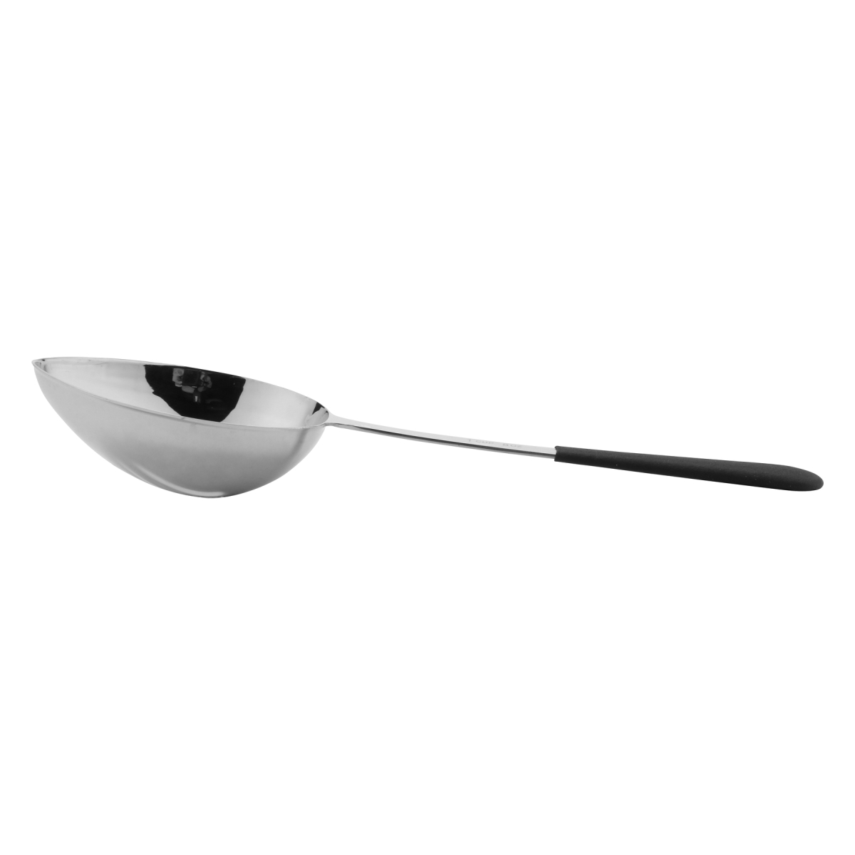 Picture of Winco BSRIM-37 13.625 in. Portion Control Slotted Bowl Spoon with Textured Black Plastic Dipped Handle - 8 oz, Case of 96, 6 Per Case - Each 12