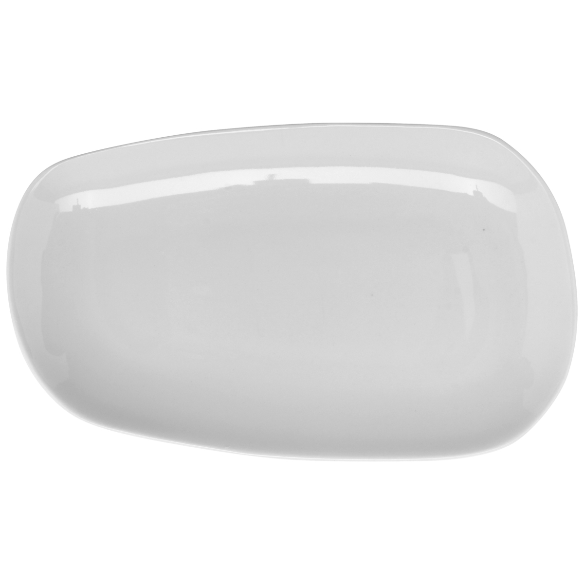Picture of Winco PA1101929524 9.75 x 5.75 in. Bright White Porcelain Asymmetric Plate, Corona Elegance - 2 Dozen