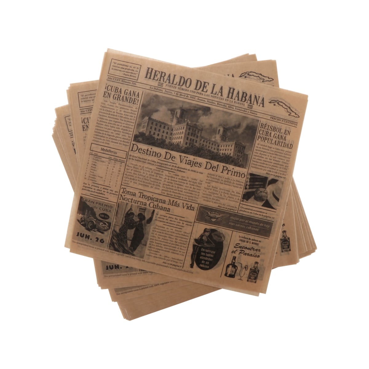 Picture of Winco 4-TE1050 12 x 12 in. Food-Safe Cuban Newsprint Liner, Brown, 1000 Piece