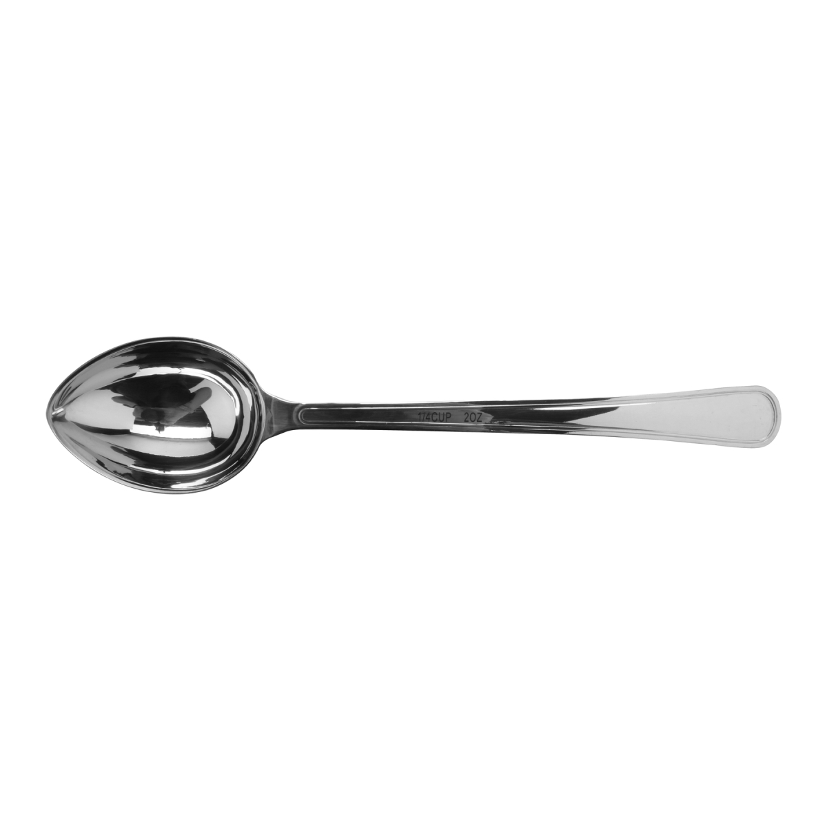 Picture of Winco BSRIM-20 11.75 in. Portion Control Solid Bowl Spoon, 2 oz 18-8 Stainless Steel, 2.5 mm Gage, Mirror Finish, Culinaire Logo Back Stamped, 18-8 Back Stamped, Each 12
