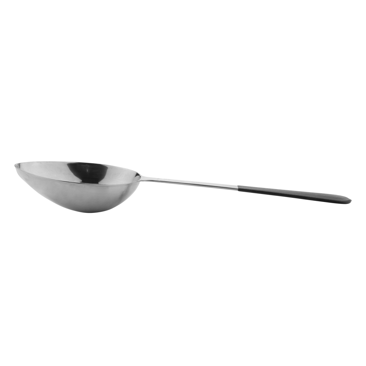 Picture of Winco BSRIM-33 13.625 in. Portion Control Solid Bowl Spoon with Textured Black Plastic Dipped Handle - 8 oz, 96 at Per Master, 6 at Per Inner - Each 12