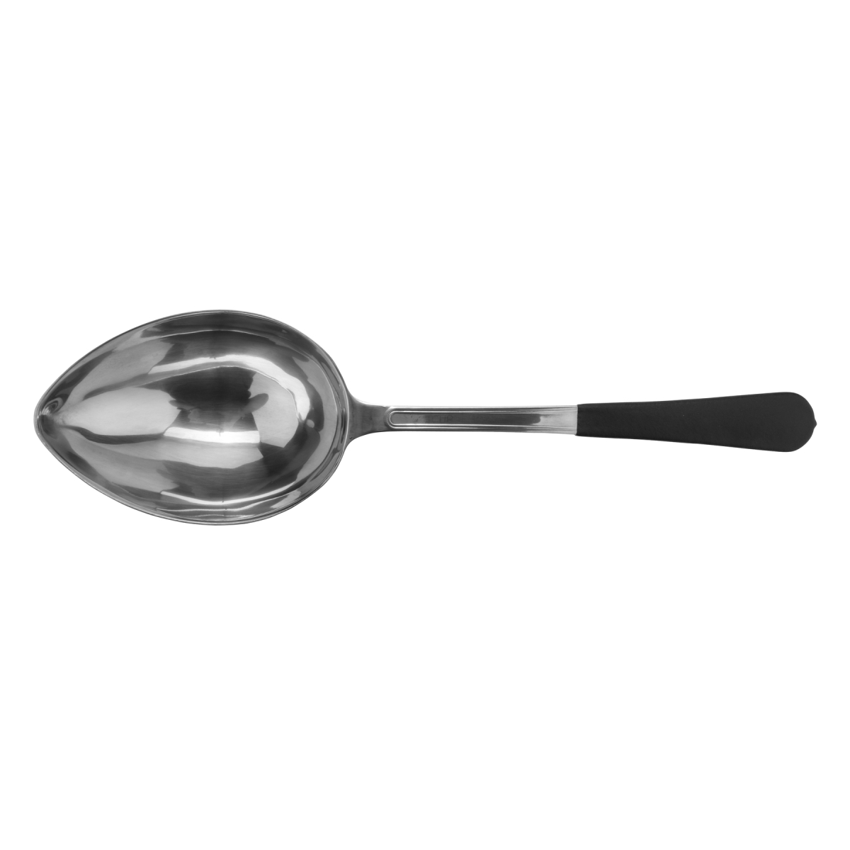 Picture of Winco BSRIM-33 13.625 in. Portion Control Solid Bowl Spoon with Textured Black Plastic Dipped Handle - 8 oz, 96 at Per Master, 6 at Per Inner - Each 12