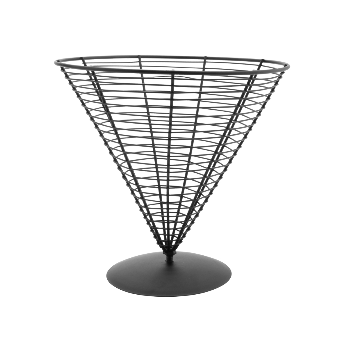 Picture of Winco WB-705 9.5 in. Black Wire Cone Basket with Screw On Base, 9.25 in. Tall - Each 24