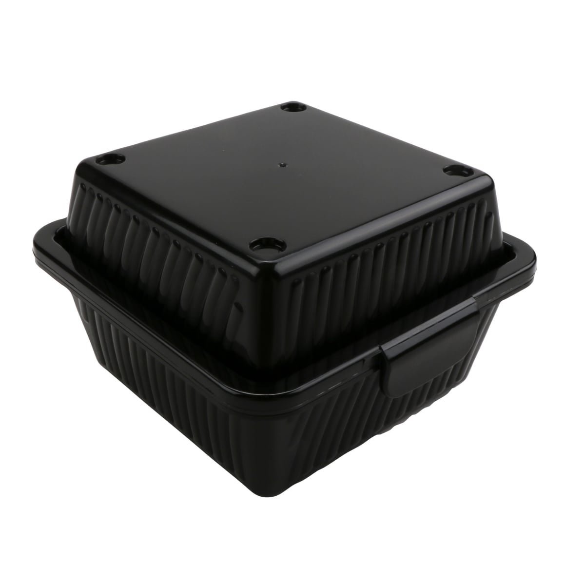 Picture of Winco EC-08-1-BK Single Entree, Black, Polypropylene, Food Reusable Container, 5 x 5 x 3.25 in. - G.E.T. Eco-Takeouts - 2 Dozen