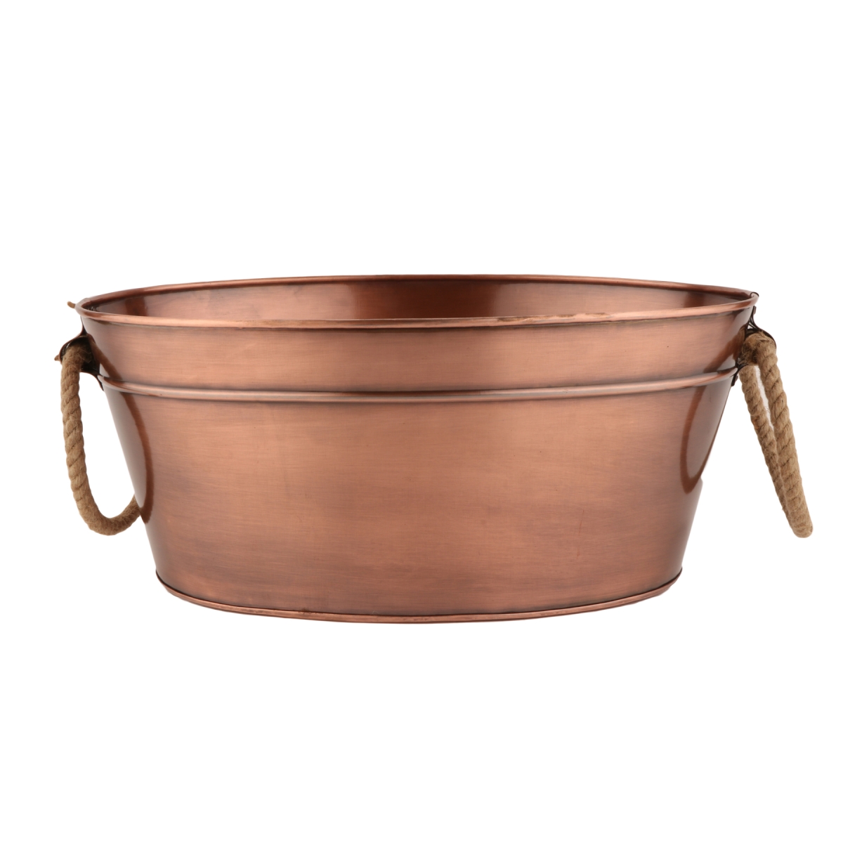Picture of Winco BT-1913-ACPR 4 gal, 17.5 x 12.75 in. Oval Antique Copper Beverage Tub with Rope Handles, 7 in. Tall