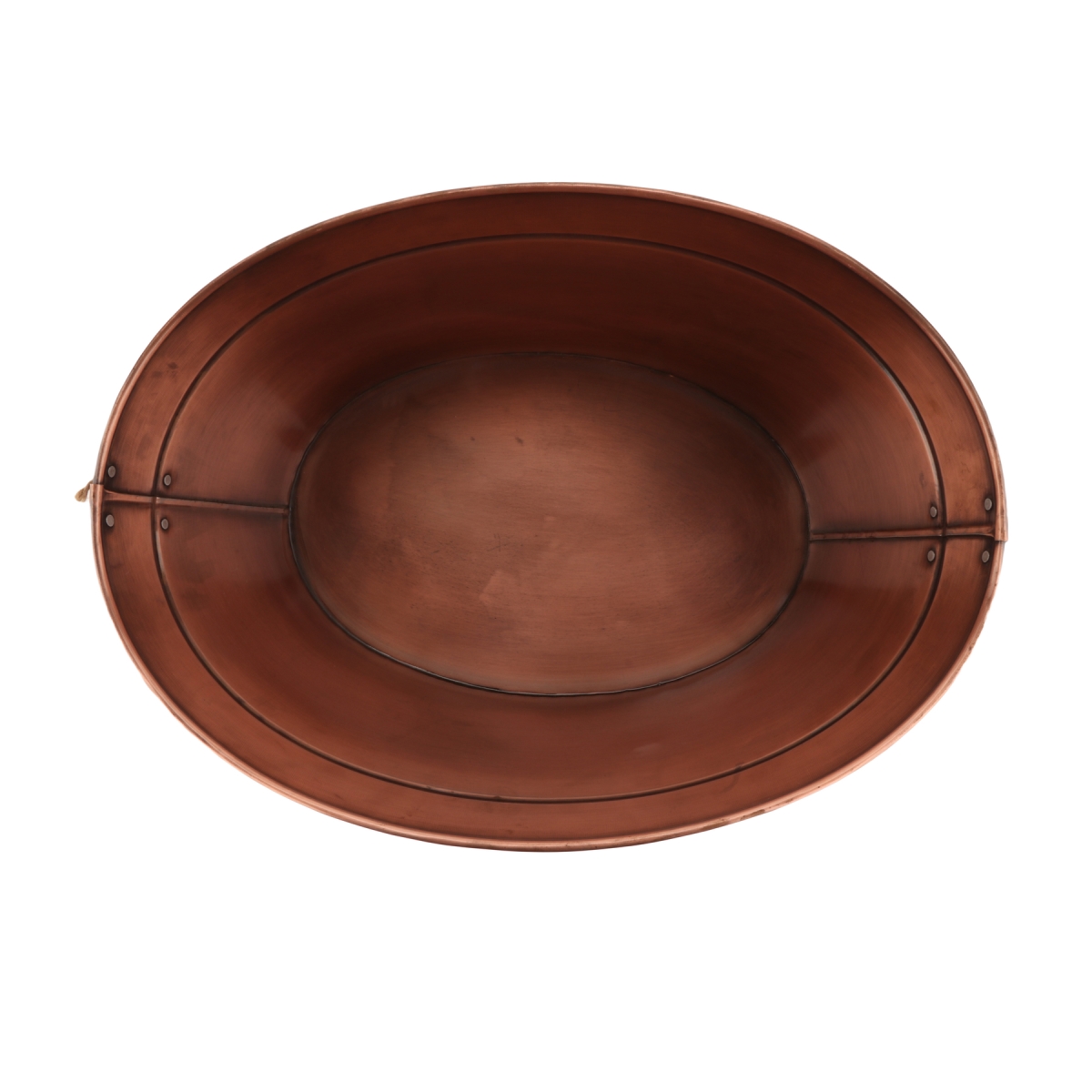 Picture of Winco BT-1913-ACPR 4 gal, 17.5 x 12.75 in. Oval Antique Copper Beverage Tub with Rope Handles, 7 in. Tall
