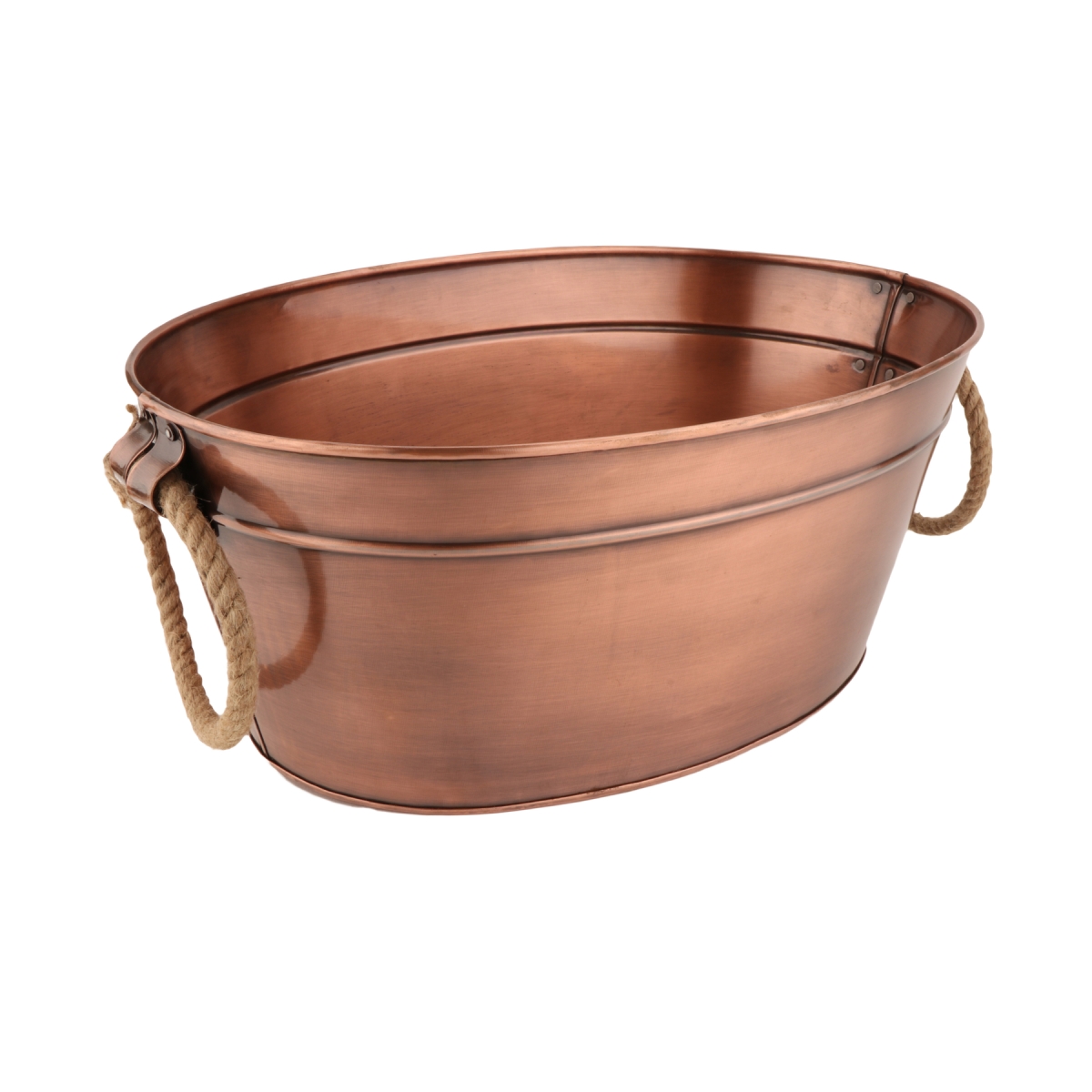 Picture of Winco BT-1913-ACPR 4 gal, 17.5 x 12.75 in. Oval Antique Copper Beverage Tub with Rope Handles, 7 in. Tall