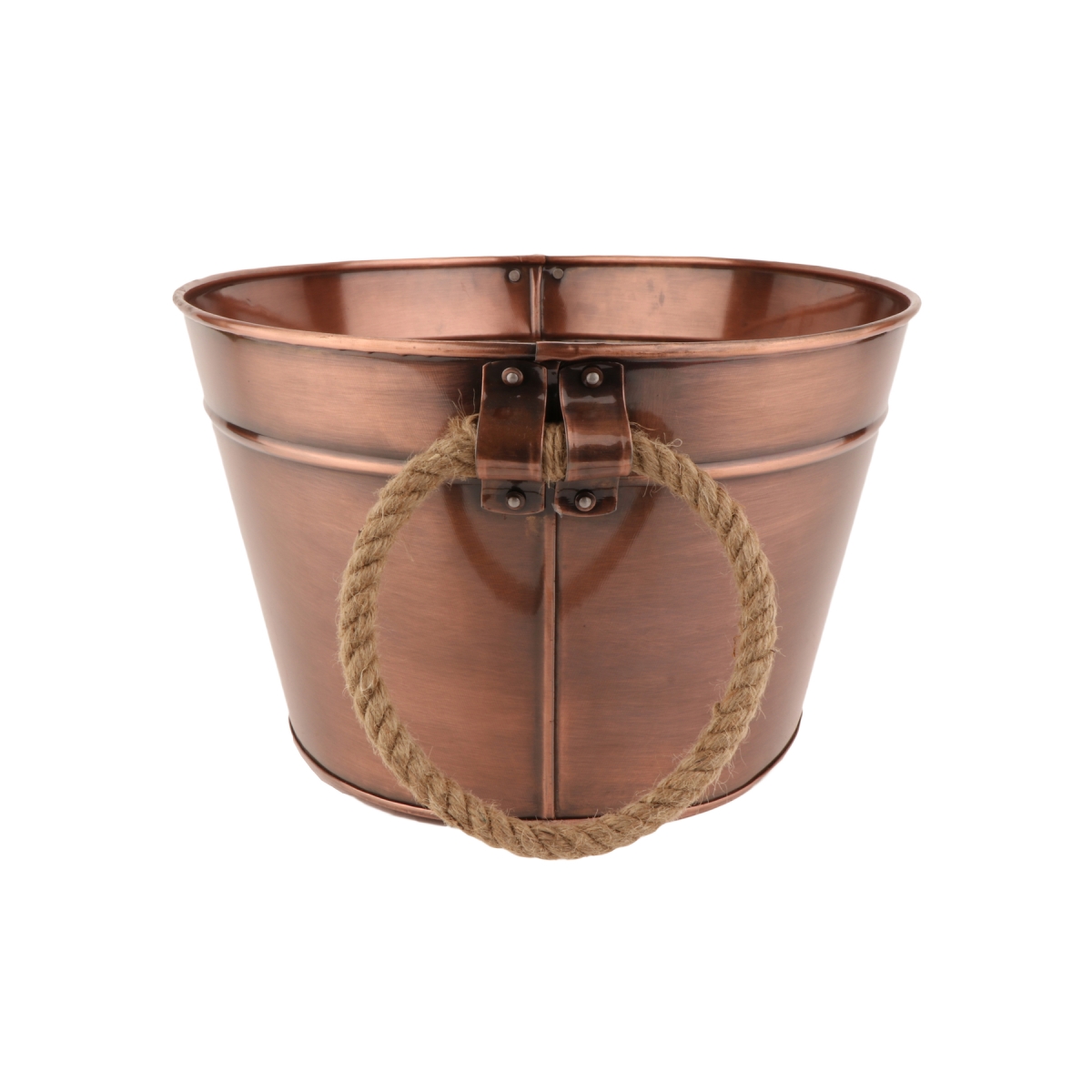 Picture of Winco BT-1913-ACPR 4 gal, 17.5 x 12.75 in. Oval Antique Copper Beverage Tub with Rope Handles, 7 in. Tall