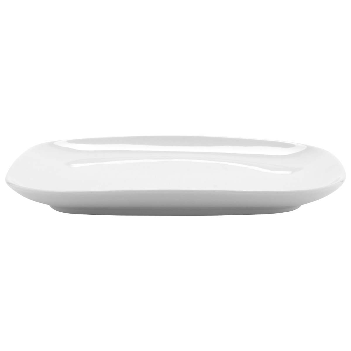 Picture of Winco PA1101929624 11 x 9.44 in. Bright White Porcelain Asymmetric Plate, Corona Elegance - 2 Dozen