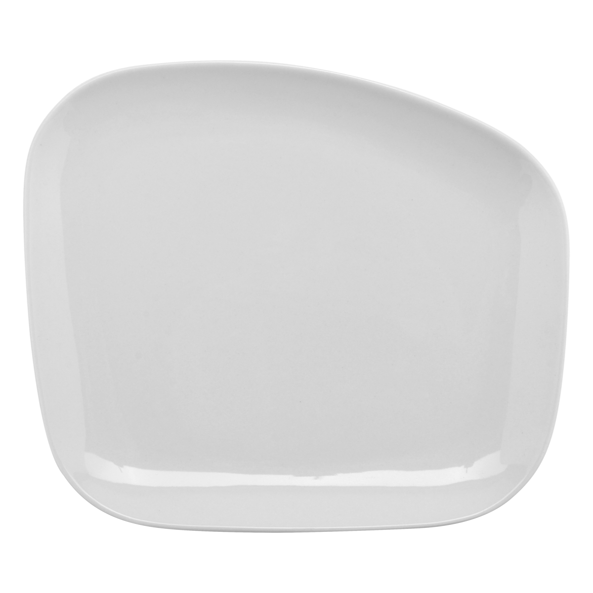 Picture of Winco PA1101929624 11 x 9.44 in. Bright White Porcelain Asymmetric Plate, Corona Elegance - 2 Dozen