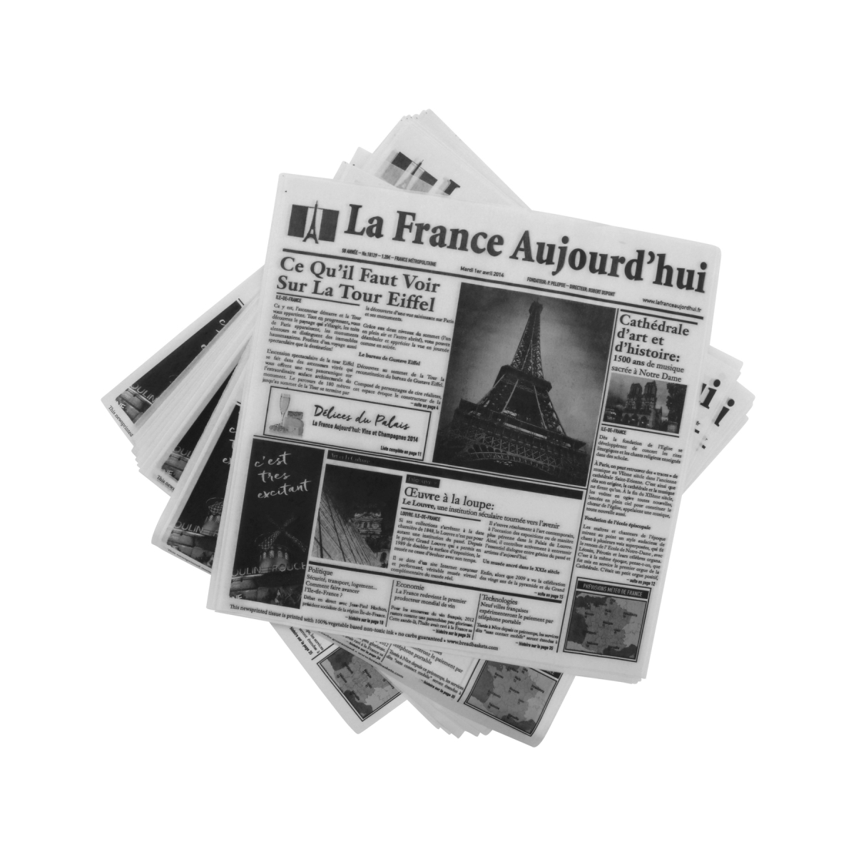 Picture of Winco 4-TF1600 12 x 12 in. Food-Safe French Newsprint Liner, White, 1000 Piece