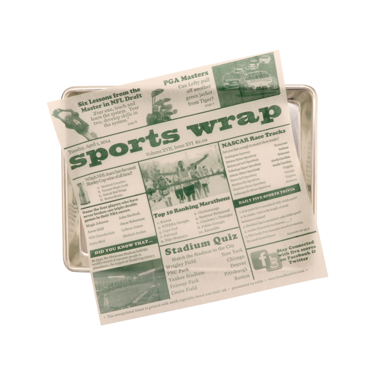 Picture of Winco 4-TG1080 12 x 12 in. Food-Safe Sports Newsprint Liner, White, 1000 Piece