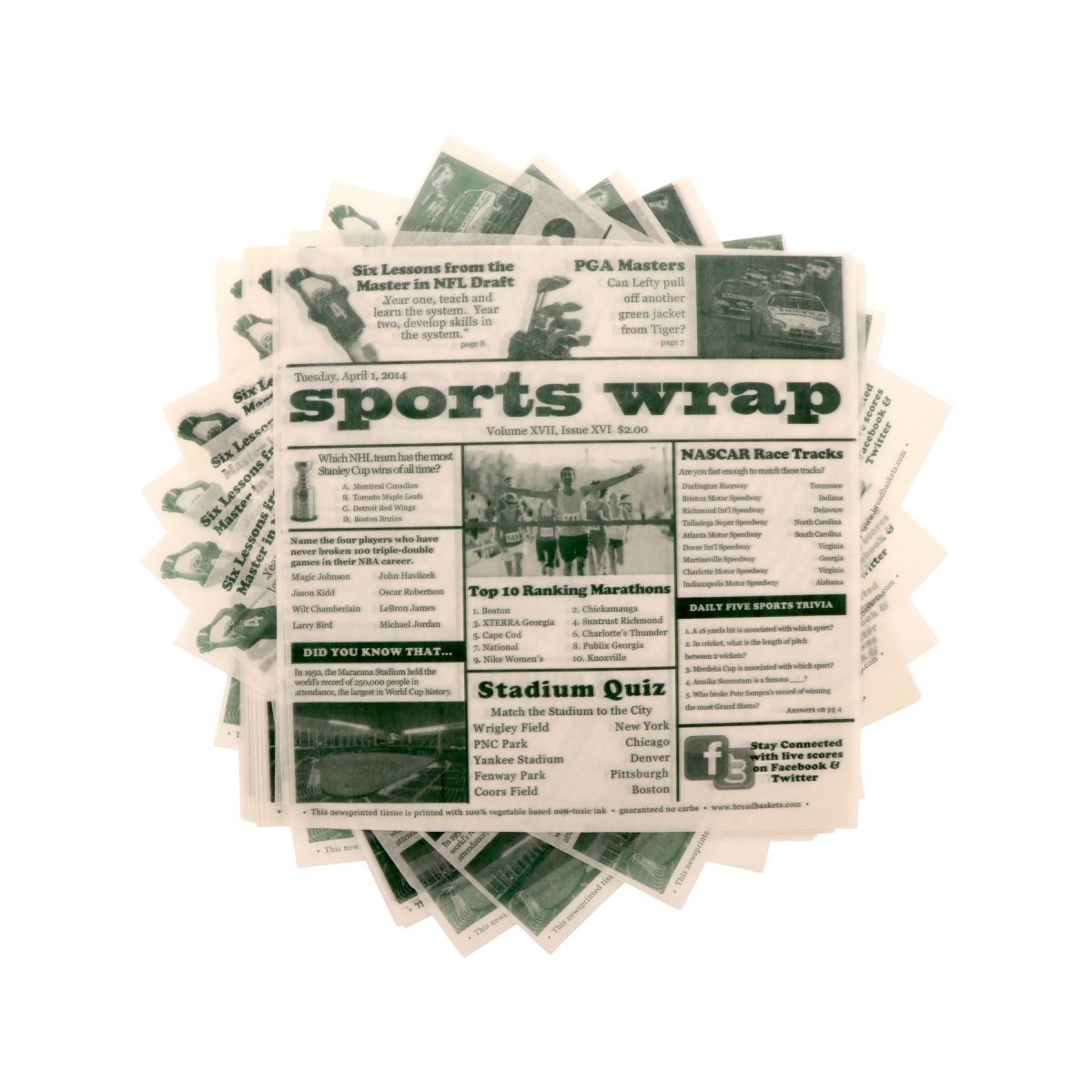 Picture of Winco 4-TG1080 12 x 12 in. Food-Safe Sports Newsprint Liner, White, 1000 Piece