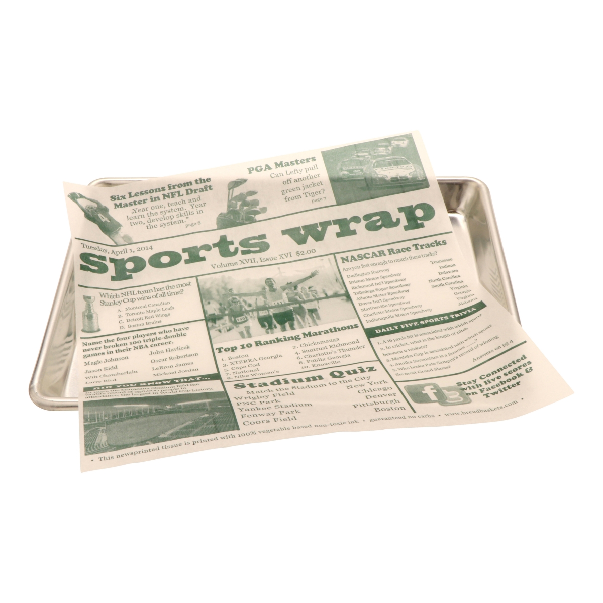 Picture of Winco 4-TG1080 12 x 12 in. Food-Safe Sports Newsprint Liner, White, 1000 Piece