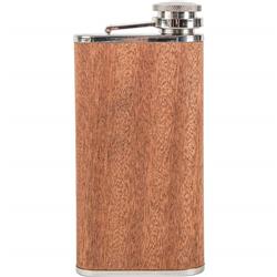 Ktflkwmw 9 Oz Wide Mount Stainless Steel Flask With Sapele Wood Wrap