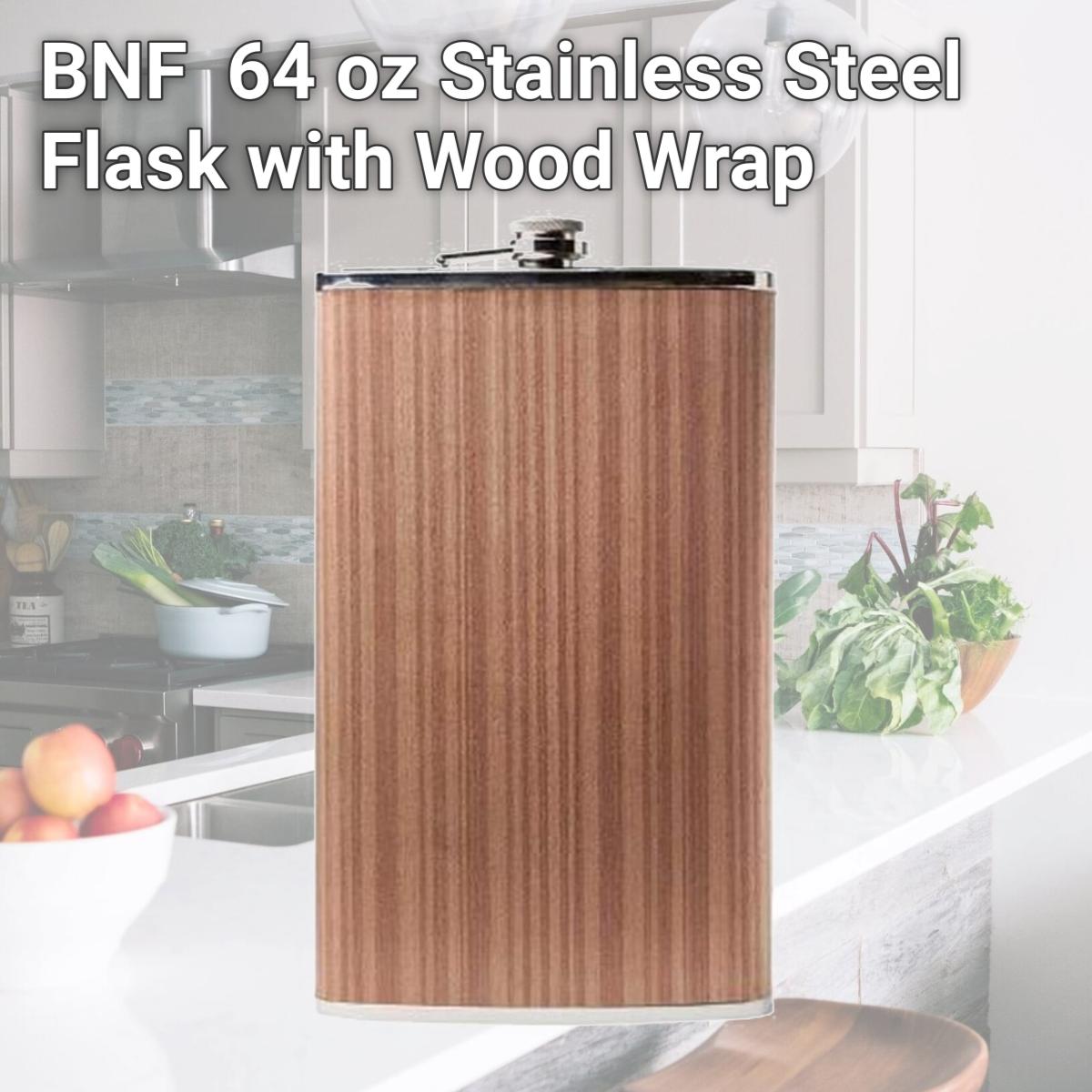 Picture of BNF KTFLK64WD 64 oz Stainless Steel Flask with Wood Wrap