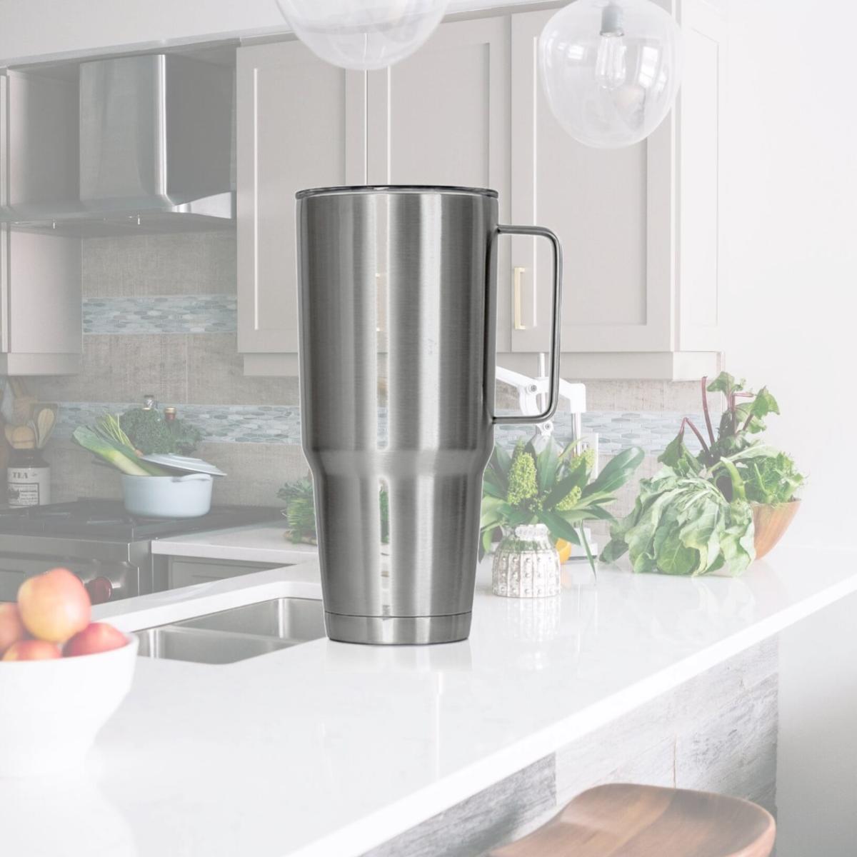 Picture of MAXAM KTXTUM64H 64 oz Stainless Steel Double Vacuum Wall Tumbler with Handle & Lid