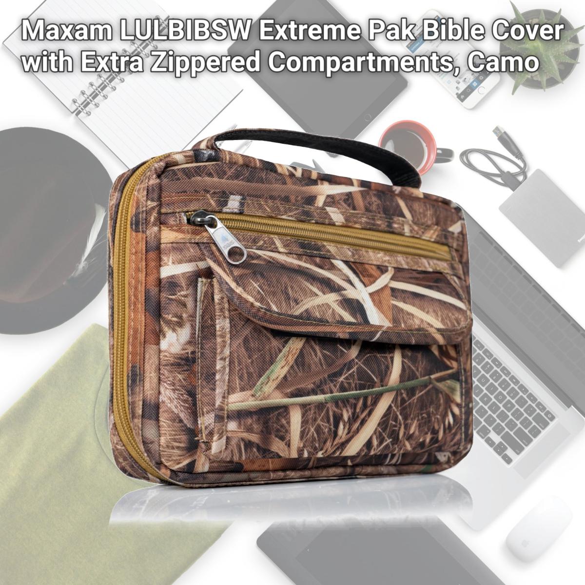 Picture of Maxam LULBIBSW Extreme Pak Bible Cover with Extra Zippered Compartments, Camo