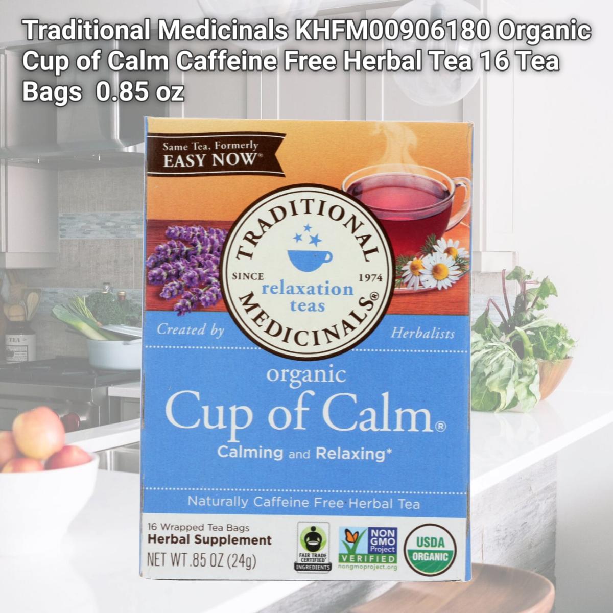 Picture of Traditional Medicinals KHFM00906180 Organic Cup of Calm Caffeine Free Herbal Tea 16 Tea Bags  0.85 oz