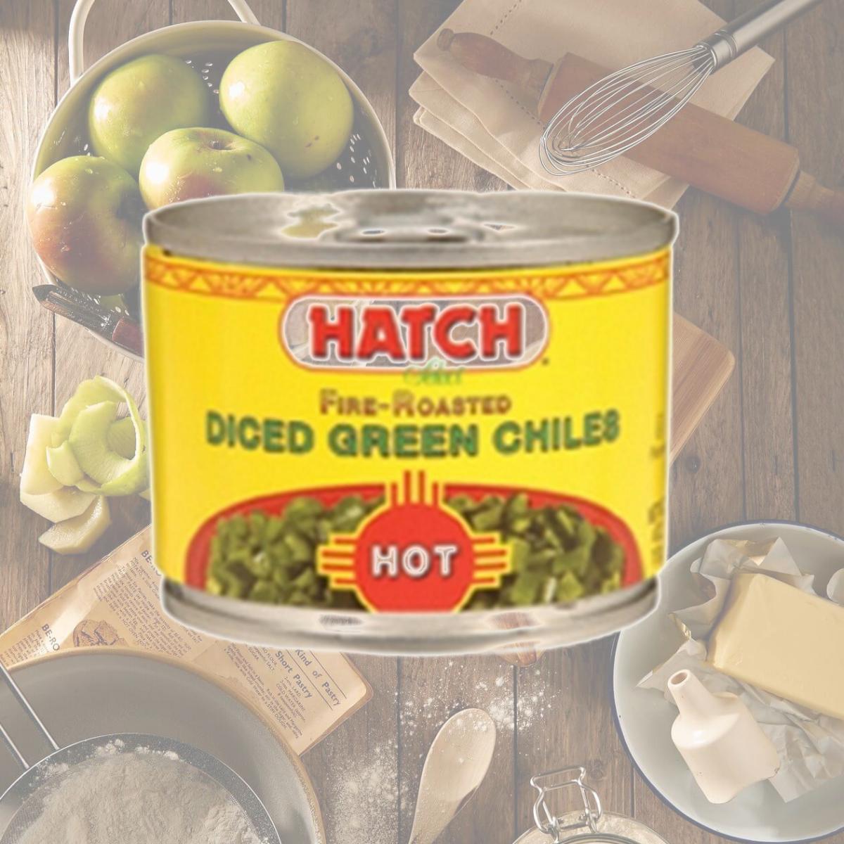 Picture of Hatch Farms  Inc. 36649 Hatch Farms Green Chilies  Hot  Diced- 24x4 OZ