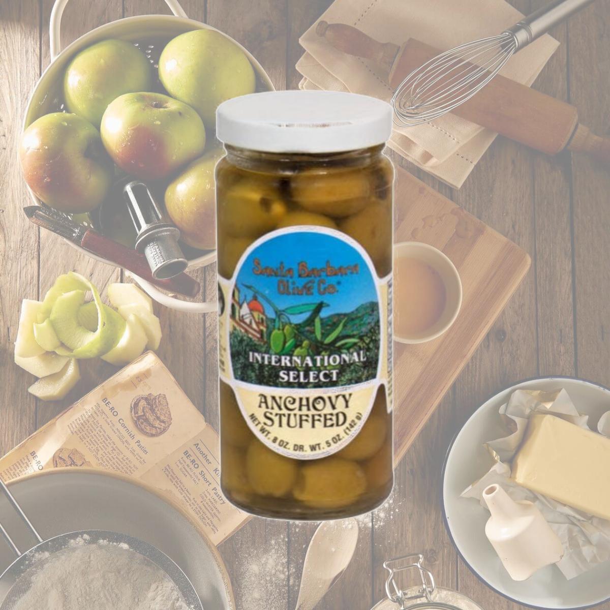 Picture of Santa Barbara Olives B87078 Santa Barbara Olive Co. Anchovy Stuffed Olives - 6x5 Oz
